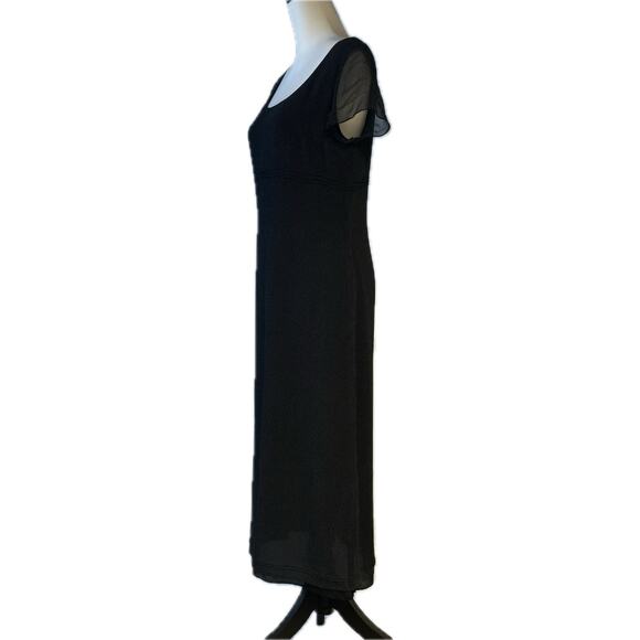 INC Concepts Sheer Sleeve Scoop Neck Lined Silk Sheath Maxi Dress Black Women 8 - Picture 4 of 10